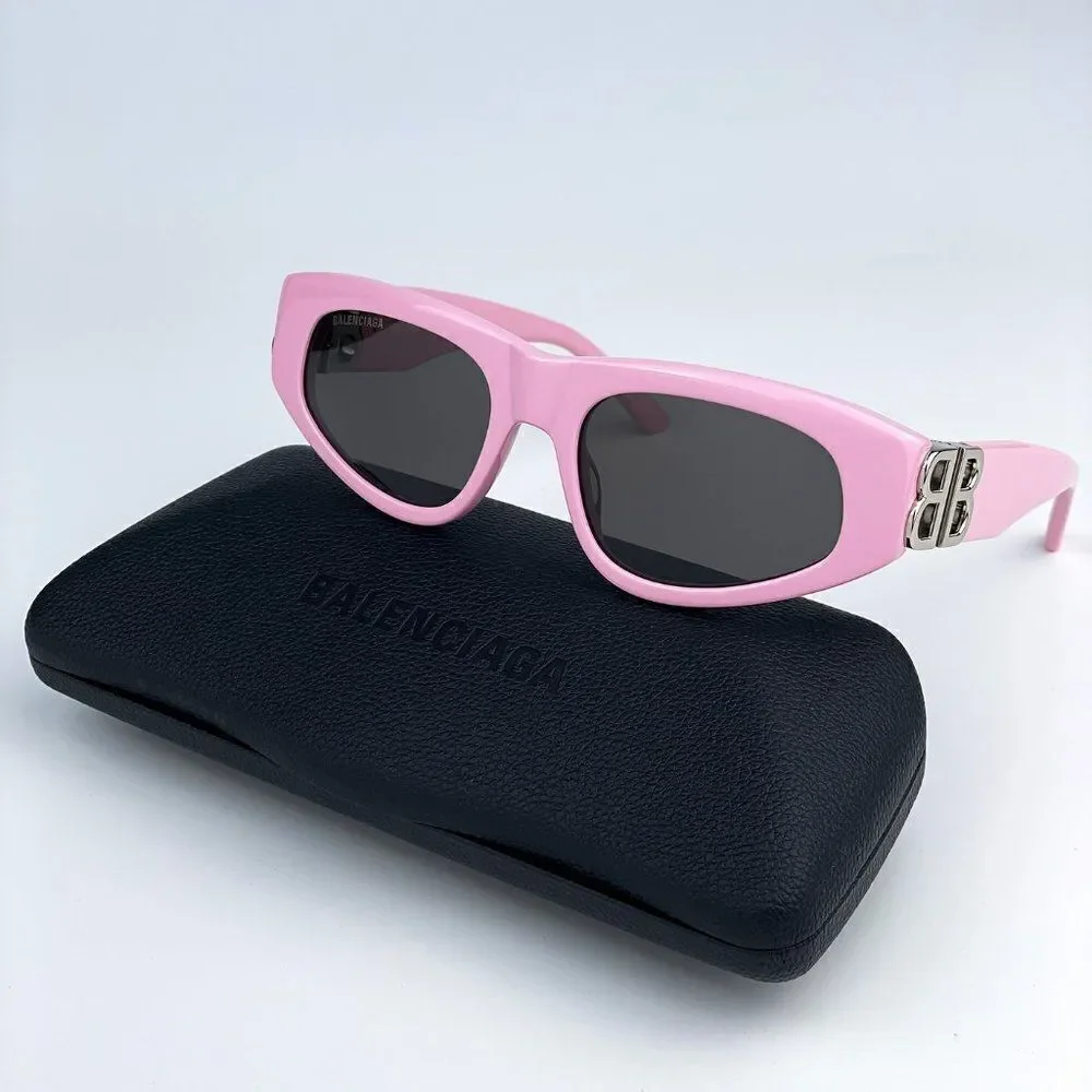 SALE! NEW Balenciaga BB0095S 013 Pink Silver  Grey Cat Eye Unisex Sunglasses